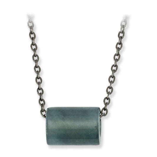 Blue Green Jadeite Jade Tubular Slide Necklace | UPC #397668