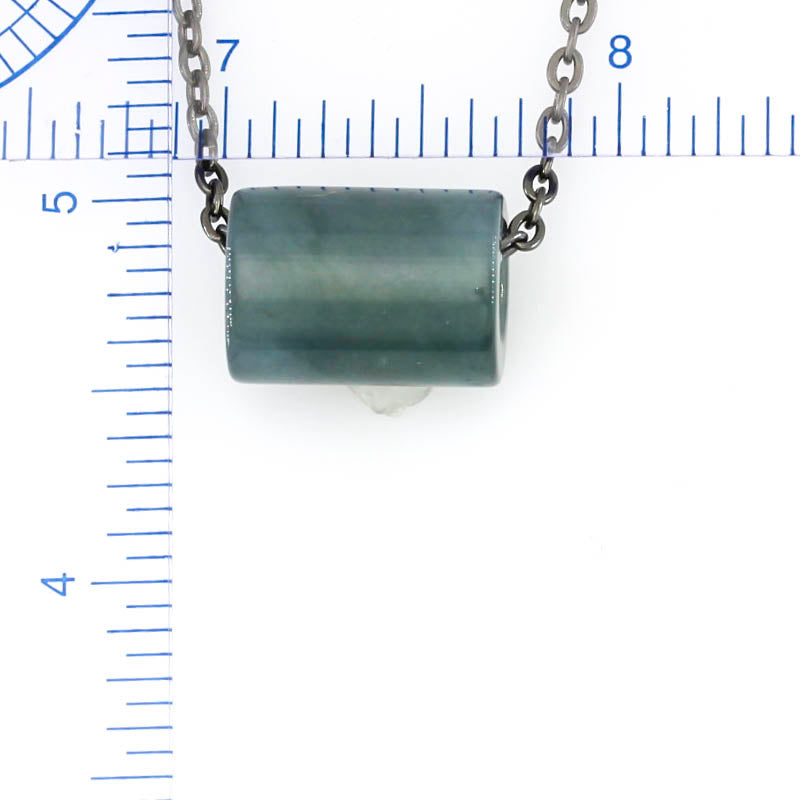 Blue Green Jadeite Jade Tubular Slide Necklace | UPC #397668