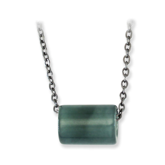 Blue Green Guatemalan Jadeite Jade Tubular Slide Necklace| UPC #397651