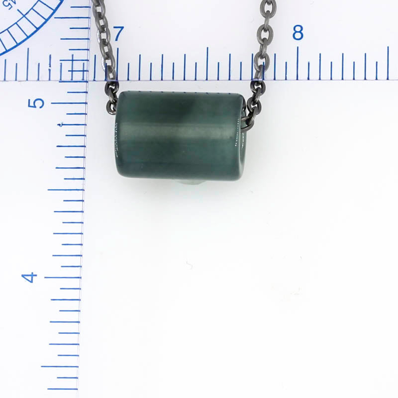 Blue Green Guatemalan Jadeite Jade Tubular Slide Necklace| UPC #397651