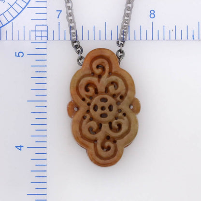 Red Jadeite Jade Carved Freeform Slide on 20” Steel Chain Necklace | UPC #407459