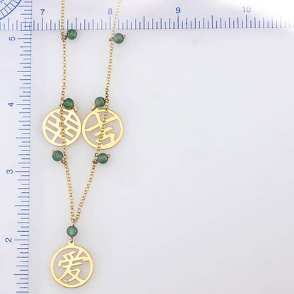 Blue Green Jadeite Jade 14K Yellow Gold Necklace | UPC #394513