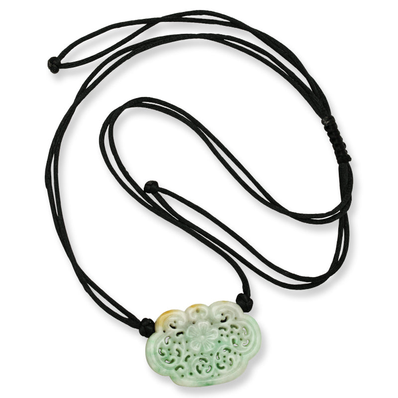 GREEN JADEITE JADE CARVED ADJUSTABLE LOCK NECKLACE UPC #395756