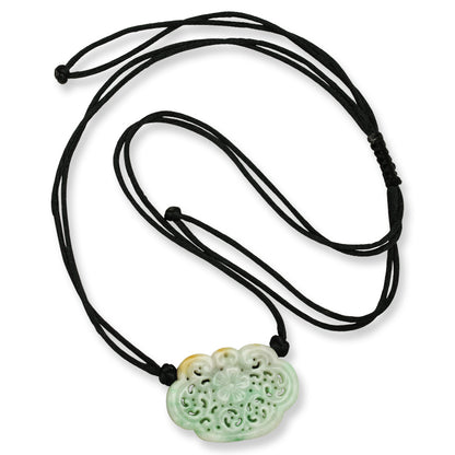 GREEN JADEITE JADE CARVED ADJUSTABLE LOCK NECKLACE UPC #395756