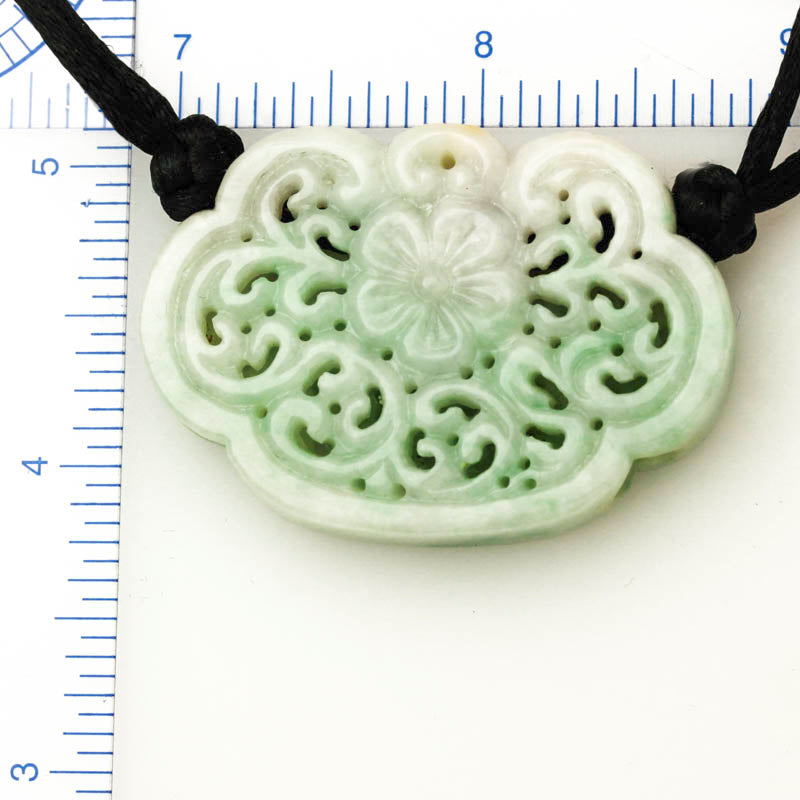GREEN JADEITE JADE CARVED ADJUSTABLE LOCK NECKLACE UPC #395756
