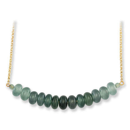 Green Jadeite Jade Ombre Abacus Bead 14K Yellow Gold Necklace | UPC #396203