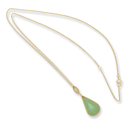 Green and Ice Jadeite Jade 14K Yellow Gold Necklace | UPC #396289