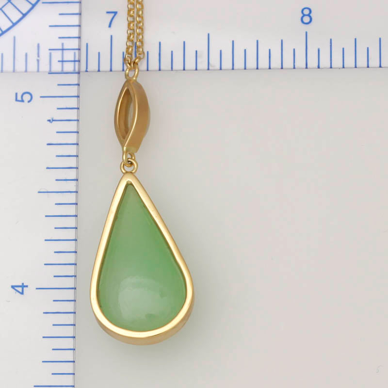 Green and Ice Jadeite Jade 14K Yellow Gold Necklace | UPC #396289
