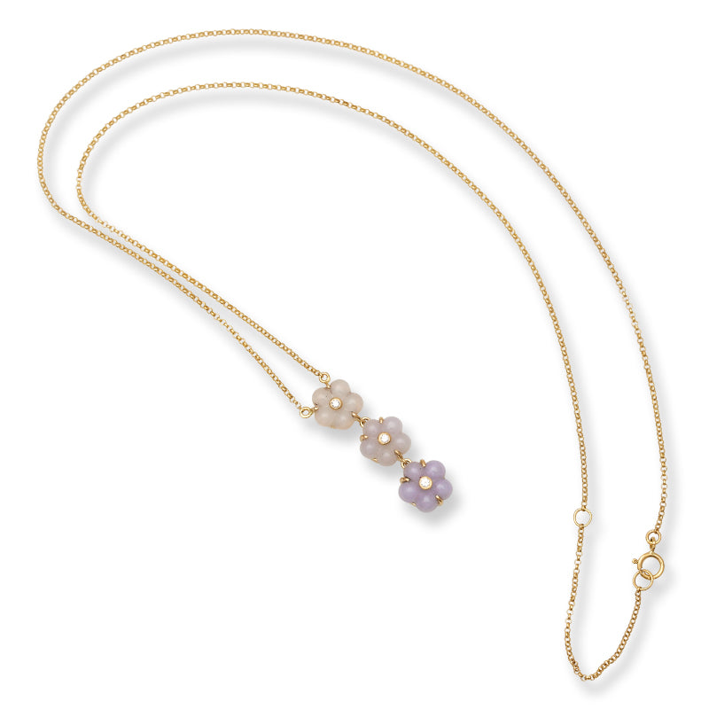 Lavender Jadeite Jade Carved Flower 14K Yellow Gold Necklace | UPC #397156