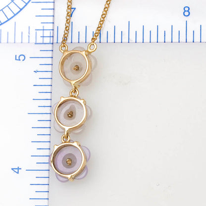 Lavender Jadeite Jade Carved Flower 14K Yellow Gold Necklace | UPC #397156
