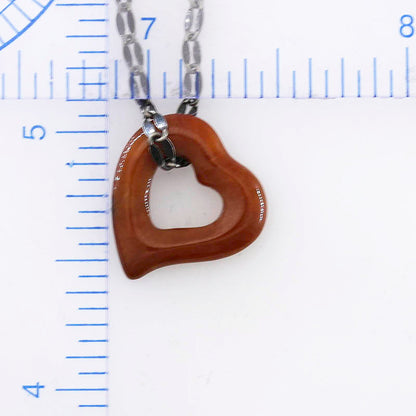 Red Jadeite Jade Heart Pendant on 20" Steel Chain | UPC #398870