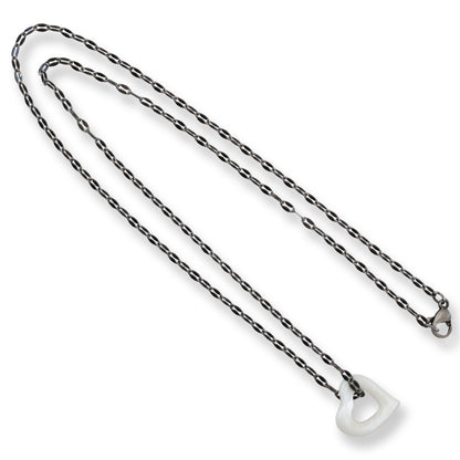 White Jadeite Jade Heart Pendant on 20" Steel Chain | UPC #398887