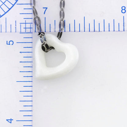 White Jadeite Jade Heart Pendant on 20" Steel Chain | UPC #398887