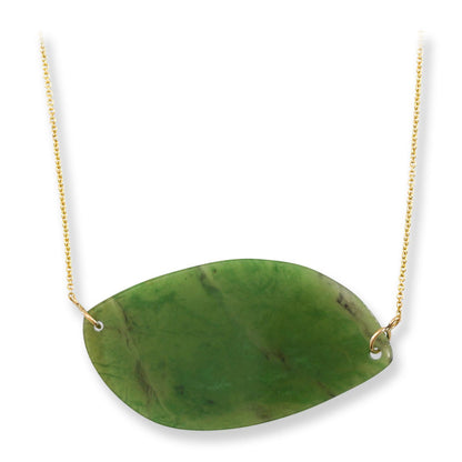 Green Nephrite Jade 14K Yellow Gold Necklace | UPC #406254