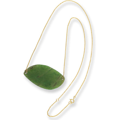 Green Nephrite Jade 14K Yellow Gold Necklace | UPC #406254