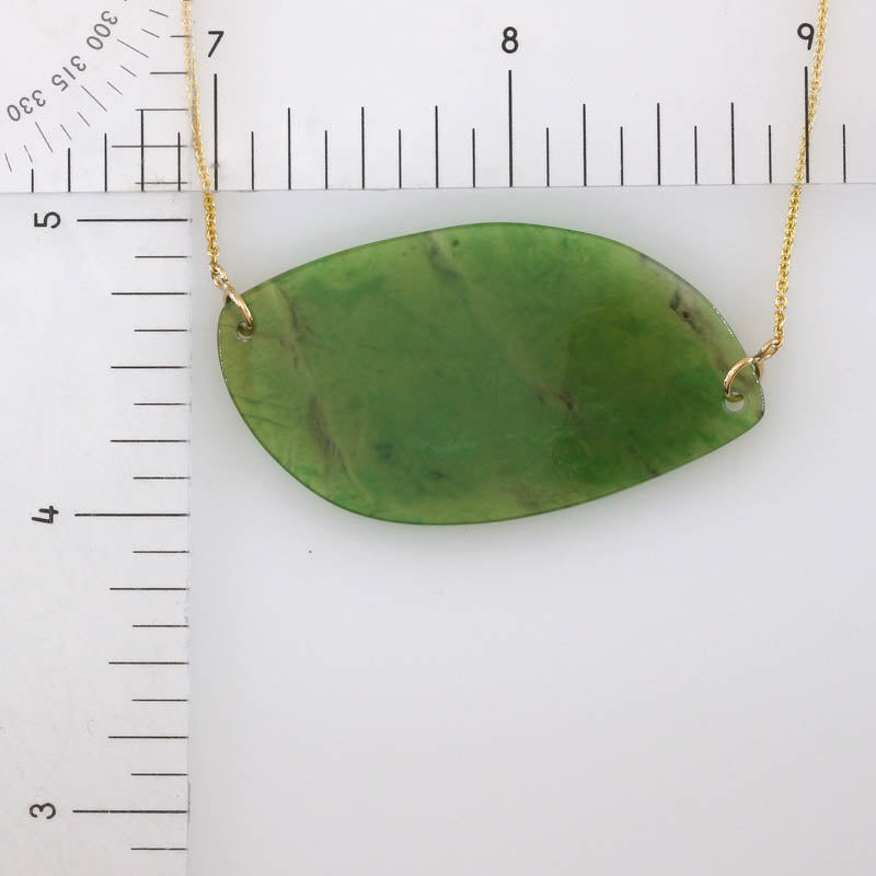 Green Nephrite Jade 14K Yellow Gold Necklace | UPC #406254