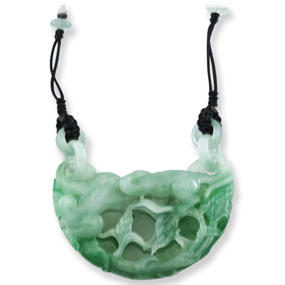 Green Jadeite Jade Carved Monkey Adjustable Necklace | UPC #404670