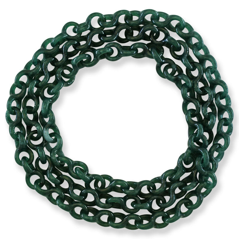 Blue Green Guatemalan Jadeite Jade Interlocking rings Necklace | UPC #405196