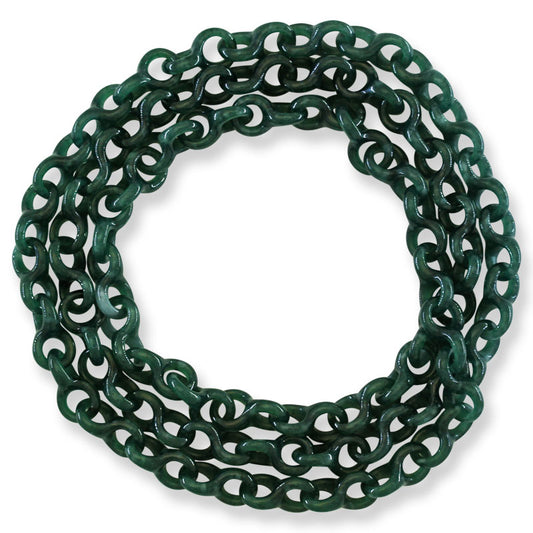 Blue Green Guatemalan Jadeite Jade Interlocking Rings Continuous Chain Necklace | UPC #405196