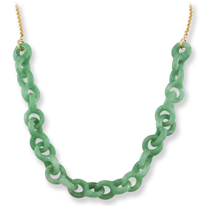 Green Jadeite Jade Interlocking rings 14K Yellow Gold Necklace | UPC #406704