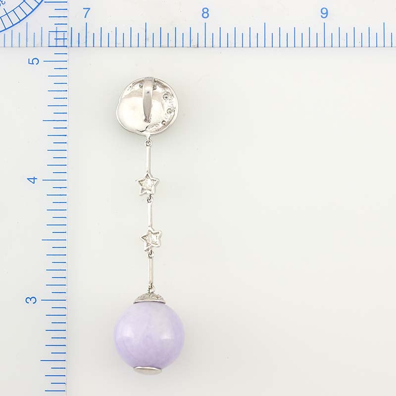 18K WHITE GOLD LAVENDER AND GREEN JADEITE JADE BALL DROP PENDANT UPC #268593