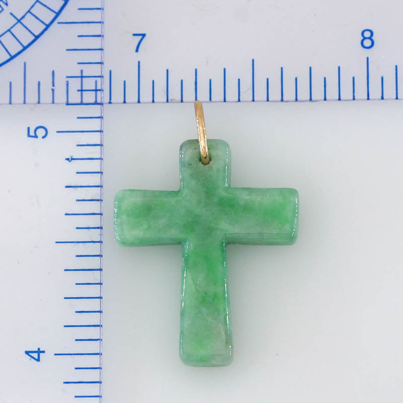Green Jadeite Jade Cross 14K Yellow Gold Pendant jade jewelry