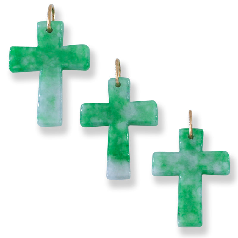 Kaya様　グリーンバンデッドオニキス　チャーム　14kgf　他4点 14K Green Jadeite Jade Cross Pendant – Mason-Kay Inc.