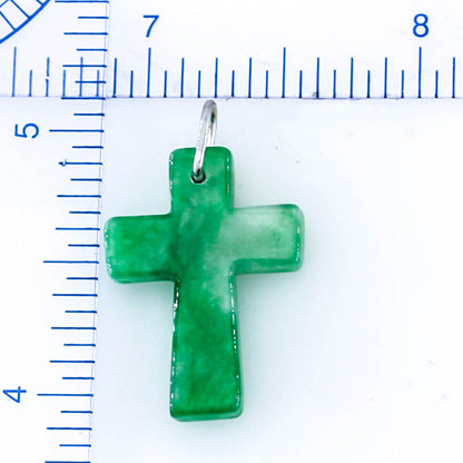 Green Jadeite Jade Cross 14K White Gold Pendant | UPC #401518