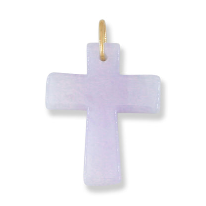 Lavender Jadeite Jade Cross 14K Yellow Gold Pendant jade jewelry