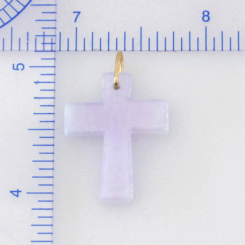 Lavender Jadeite Jade Cross 14K Yellow Gold Pendant jade jewelry