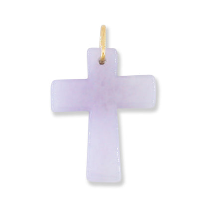 Lavender Jadeite Jade Cross 14K Yellow Gold Pendant | UPC #402874