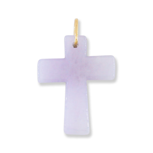 Lavender Jadeite Jade Cross 14K Yellow Gold Pendant | UPC #402874