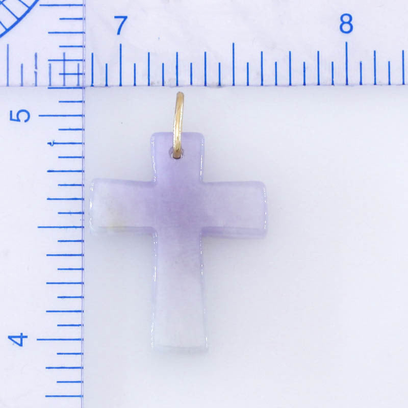 Lavender Jadeite Jade Cross 14K Yellow Gold Pendant | UPC #402874