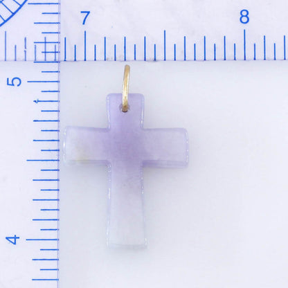 Lavender Jadeite Jade Cross 14K Yellow Gold Pendant | UPC #402874