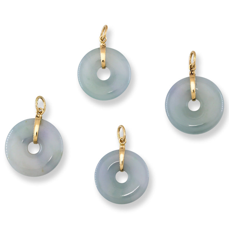 Lavender Jadeite Jade Pi Disc 14K Yellow Gold Pendant | UPC #400047