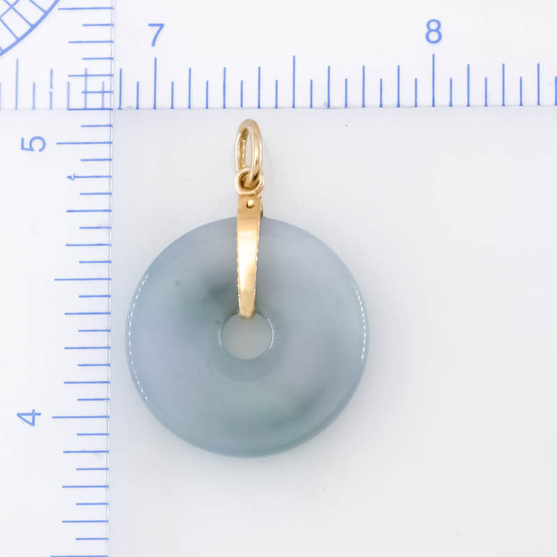 Lavender Jadeite Jade Pi Disc 14K Yellow Gold Pendant | UPC #400054