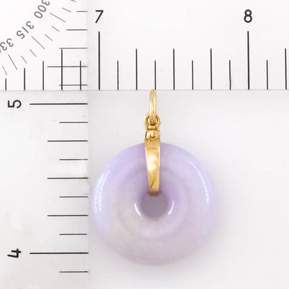 Lavender Jadeite Jade Pi Disc 14K Yellow Gold Pendant | UPC #405905