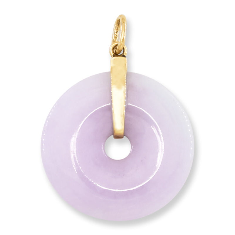 Lavender Jadeite Jade Pi Disc 14K Yellow Gold Pendant | UPC #405899