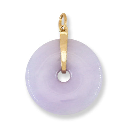 Lavender Jadeite Jade Pi Disc 14K Yellow Gold Pendant | UPC #405882