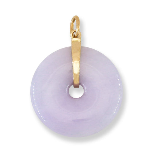 Lavender Jadeite Jade Pi Disc 14K Yellow Gold Pendant | UPC #405882