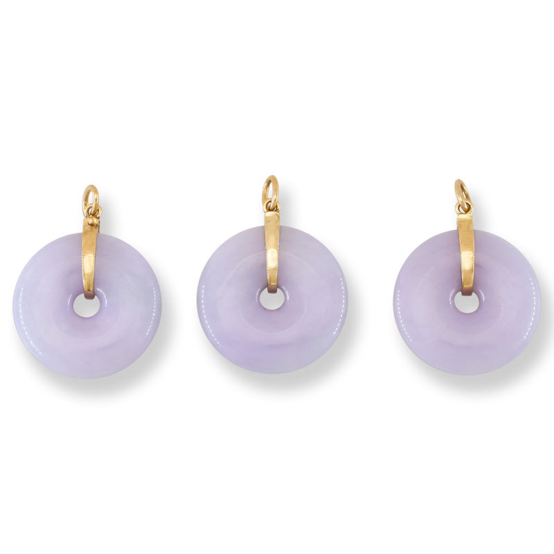 Lavender Jadeite Jade Pi Disc 14K Yellow Gold Pendant | UPC #405882