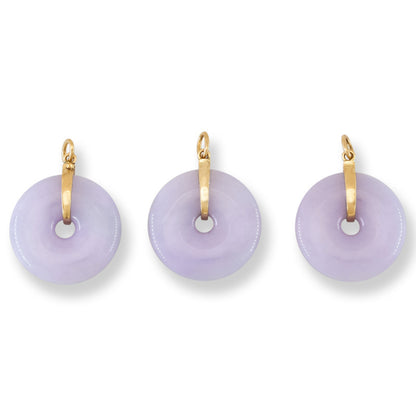 Lavender Jadeite Jade Pi Disc 14K Yellow Gold Pendant | UPC #405882