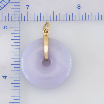 Lavender Jadeite Jade Pi Disc 14K Yellow Gold Pendant | UPC #405882