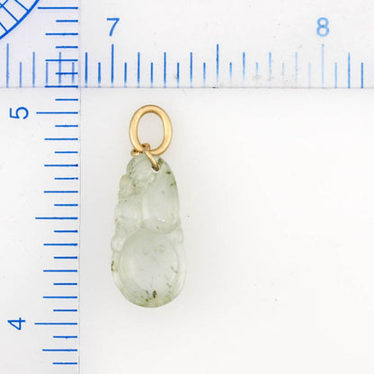 Ice Jadeite Jade Carved Gourd 14k Yellow Gold Pendant | UPC #375734