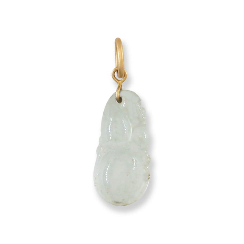Ice Jadeite Jade Carved Gourd 14k Yellow Gold Pendant | UPC #375734