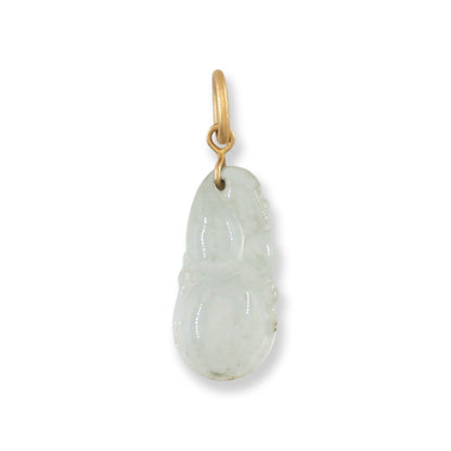 Ice Jadeite Jade Carved Gourd 14k Yellow Gold Pendant | UPC #375734