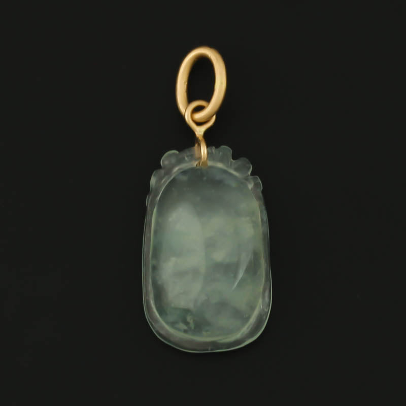Small Water Jadeite Jade Carved Gourd 14K Yellow Gold Pendant | UPC #375727
