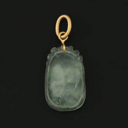 Small Water Jadeite Jade Carved Gourd 14K Yellow Gold Pendant | UPC #375727