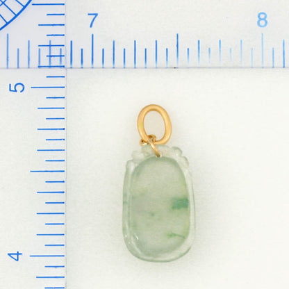 Small Water Jadeite Jade Carved Gourd 14K Yellow Gold Pendant | UPC #375727