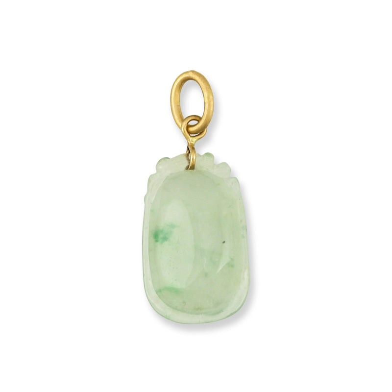 Small Water Jadeite Jade Carved Gourd 14K Yellow Gold Pendant | UPC #375727
